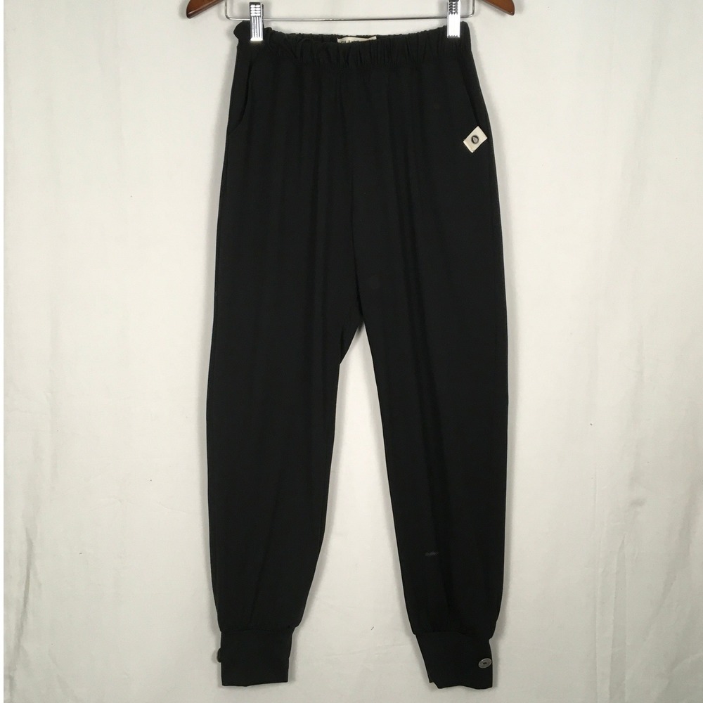 Tillage Pull On Women's Joggers Black w/ Silver Button Cuffs Size XS Made in USA